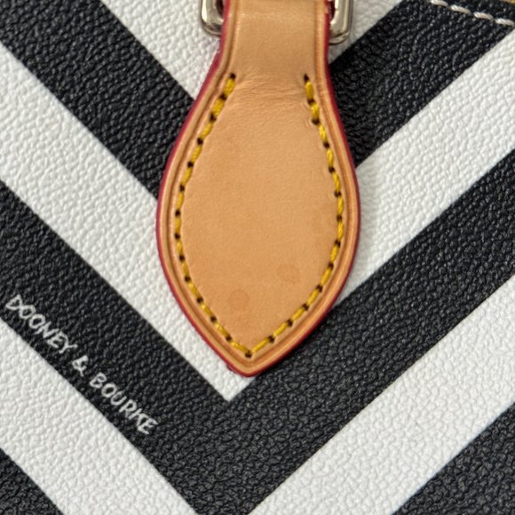 Dooney & Bourke Chevron Leather Satchel Bag | Black and White Geometric … - Picture 9 of 16